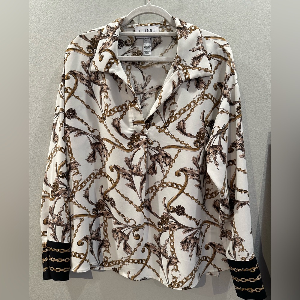Joseph Ribkoff Chain Print Blouse Ivory Gold Black Baroque⛓️‍💥 👠